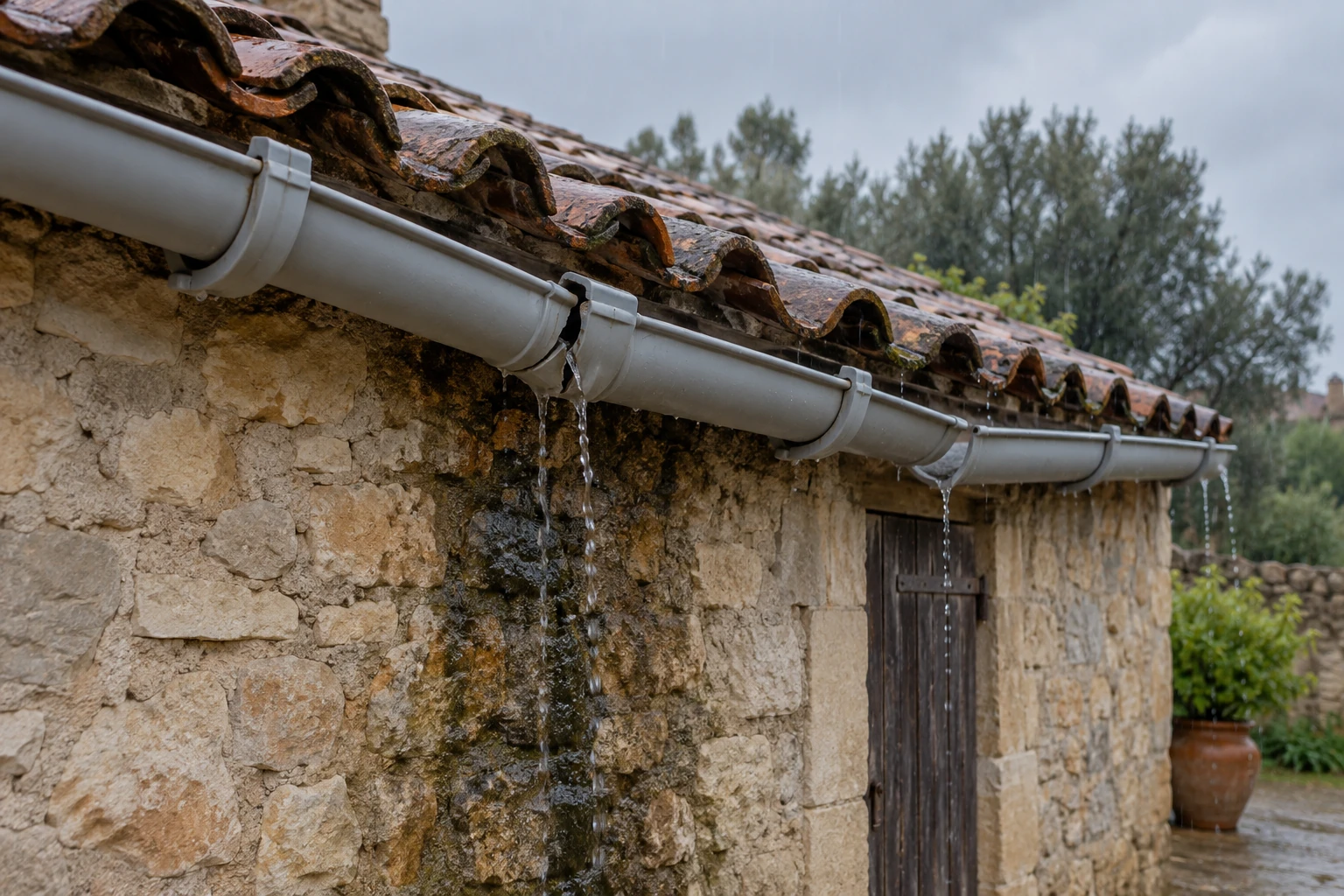 Detalle de fallo para la evacuación de agua